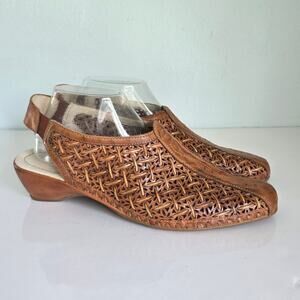 Pikolinos Romana Woven Leather Sandal US 10 Closed Toe Slingback Wedge Comfort